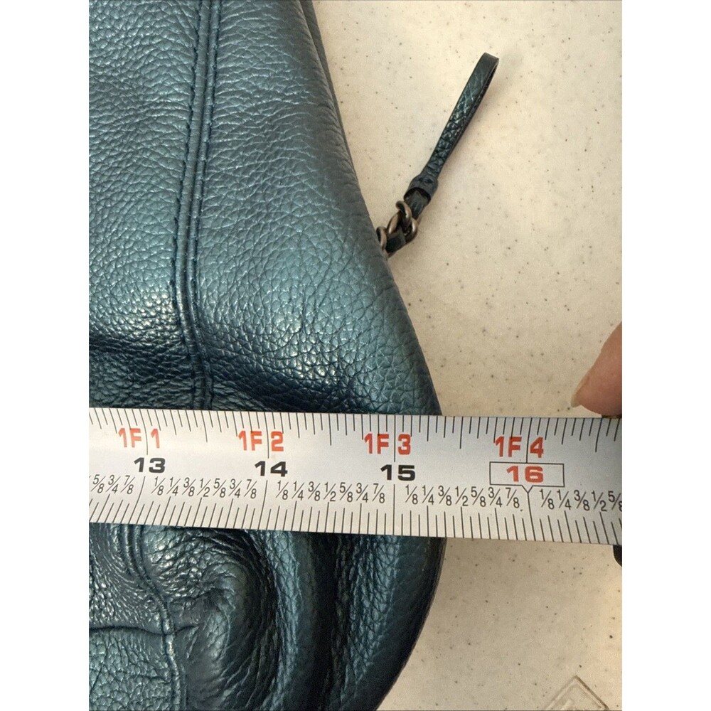 Coach 22209 Lexy Leather Chain Metallic Peacock Teal Tote Shoulder Bag Purse EUC - Picture 6 of 16